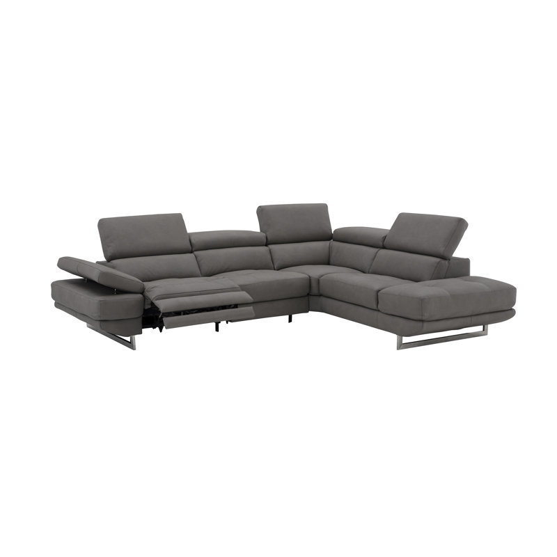 Britne 117" Wide Genuine Leather Sofa & Chaise, Left Hand Facing, Truffle