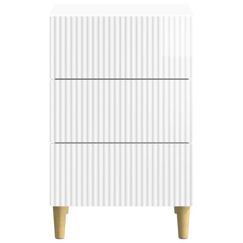 43cm W Manufactured Wood Bedside Table, High Gloss White