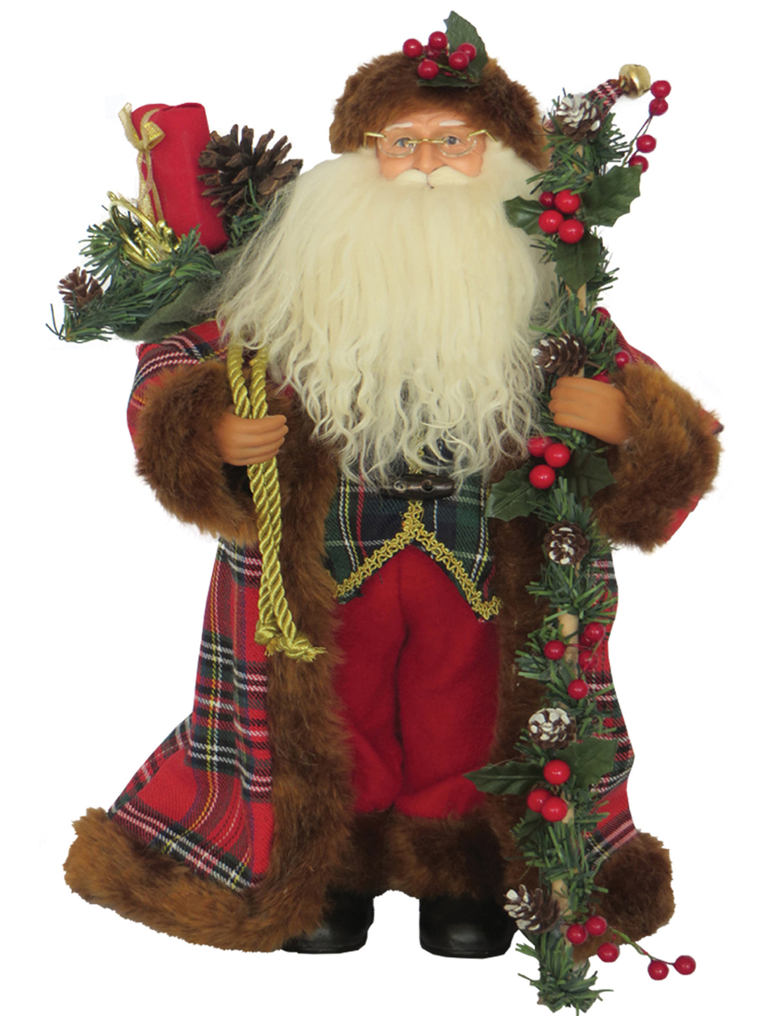 The Holiday Aisle® Christmas Plaid Santa Figurine & Reviews | Wayfair