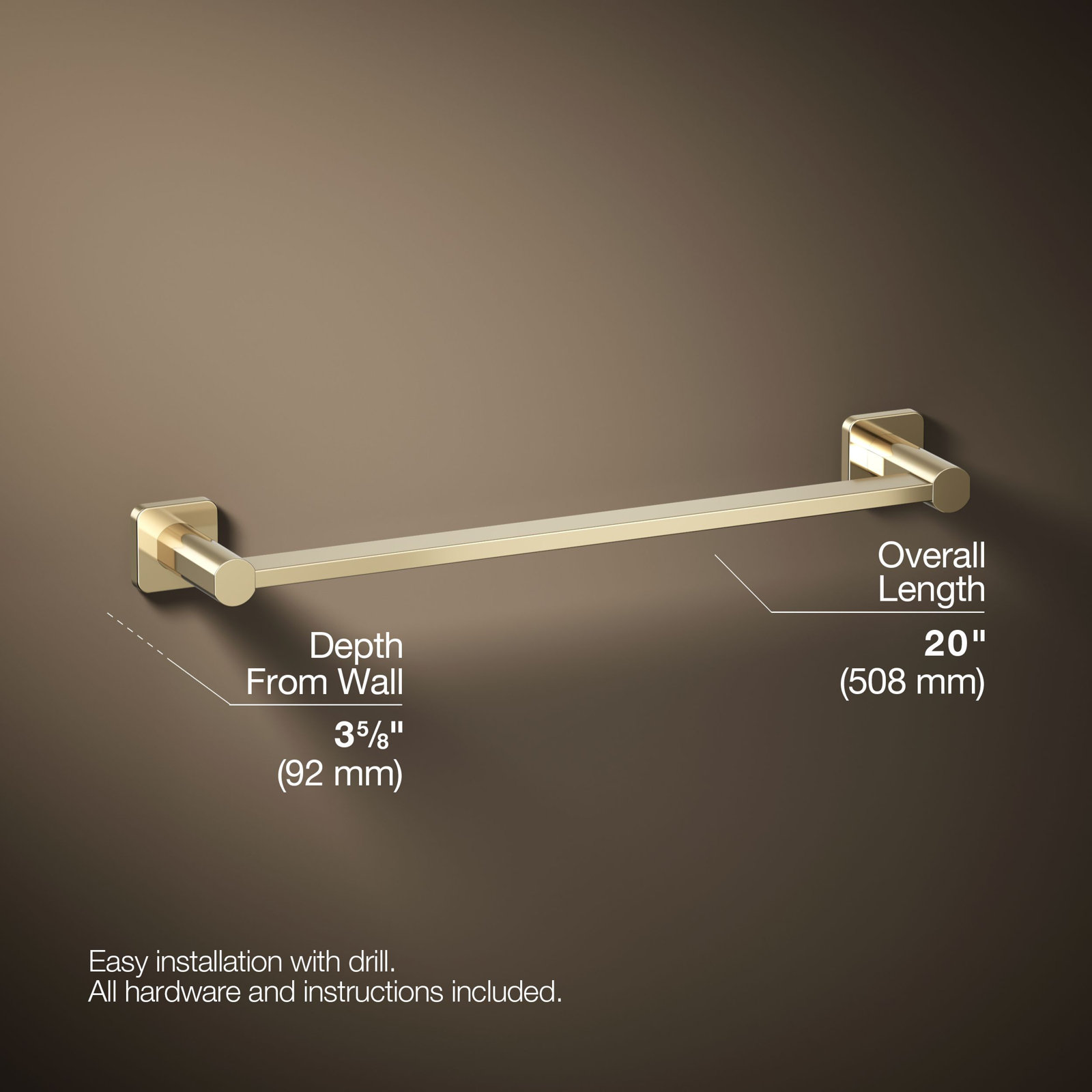 Parallel Towel Bar, Gold, 18"W