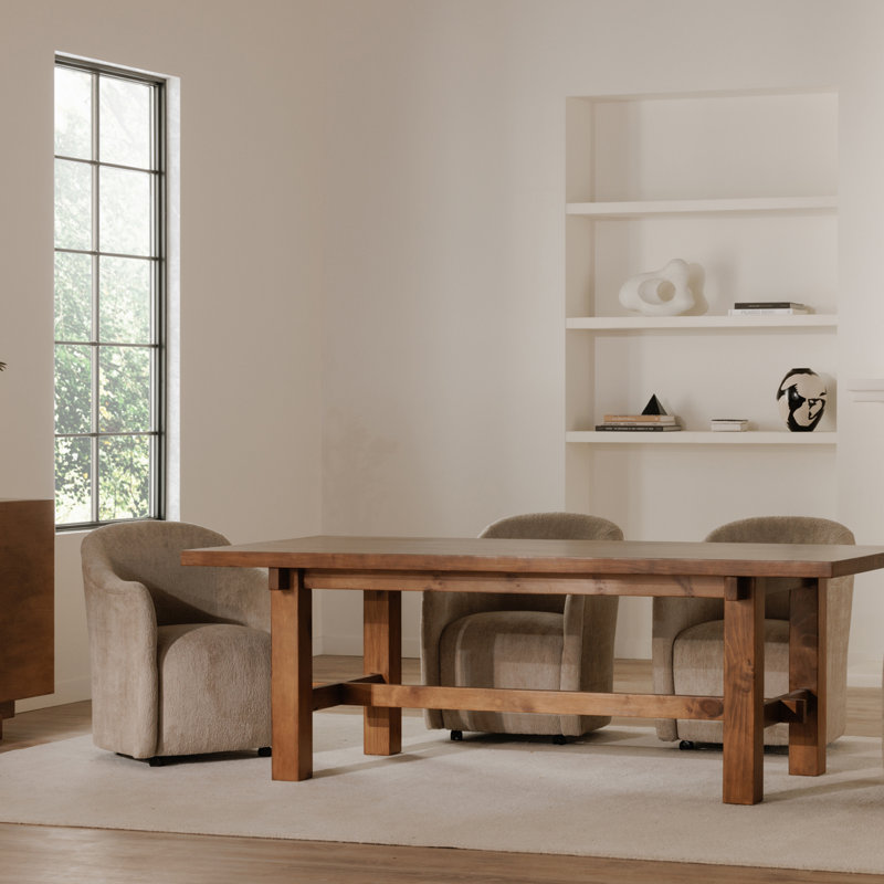Myla Denice Rolling Dining Arm Chair, Beige Performance Chenille