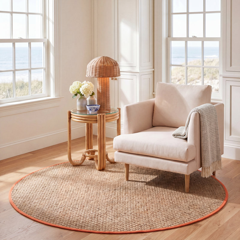 Morrisville Natural Fiber Seagrass Solid Color Rug, Round 6'