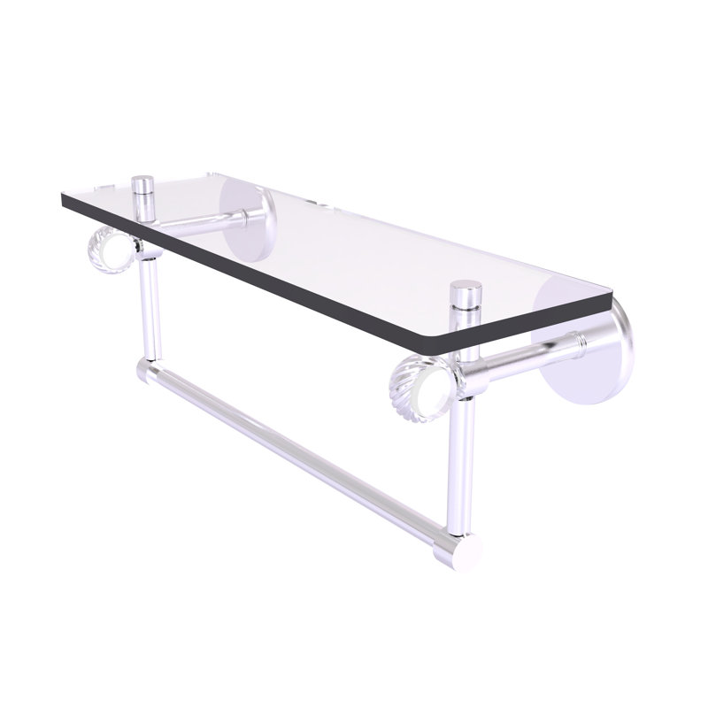 Tablette murale en verre Margolis, Chrome satiné, H 6,2 po x l 16 po x P 5,65 po