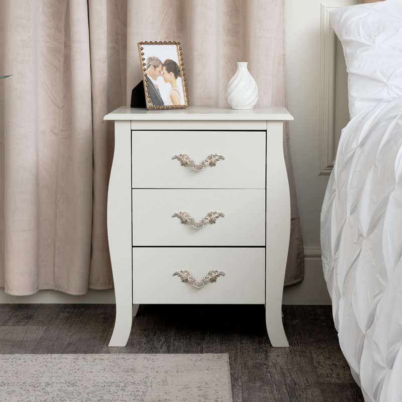 Aegeus 48cm W Manufactured Wood Bedside Table, Cream