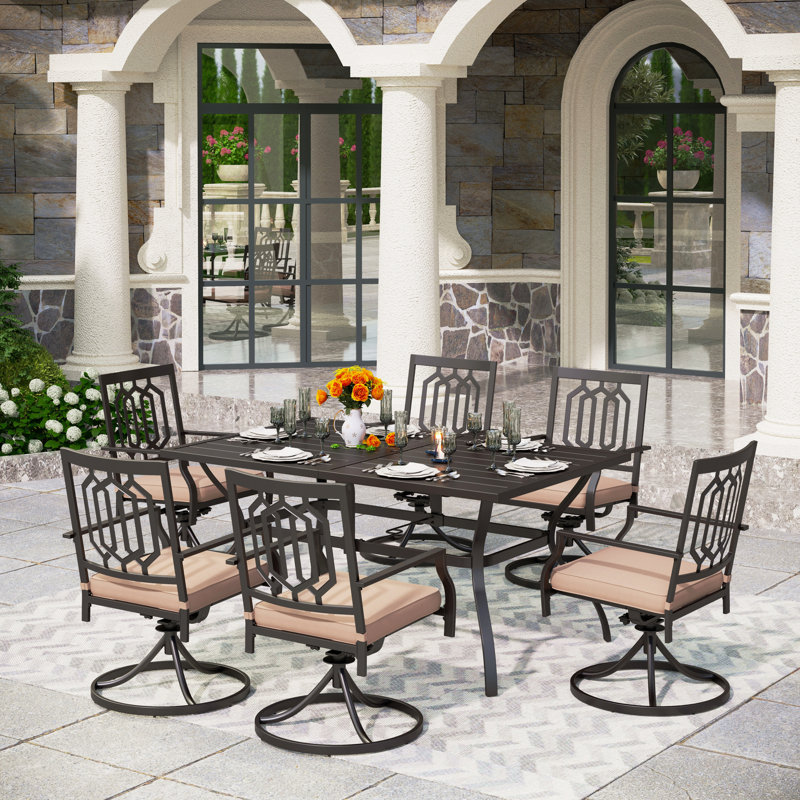 6 - Person Patio Dining Set with Rectangular Table , Cushions Included
