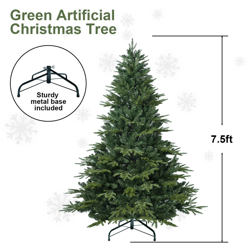 Arbre de Noël artificiel à charnière naturel non éclairé, 7.5"