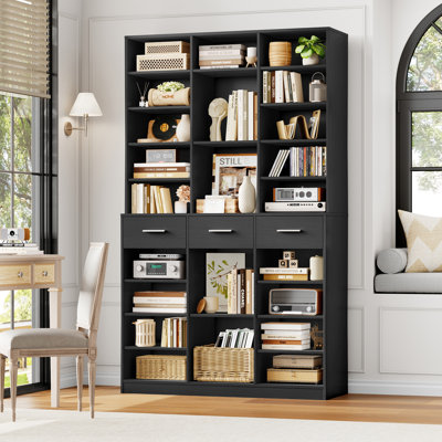 75"H Wood Storage Bookcase with Adjustable Shelves