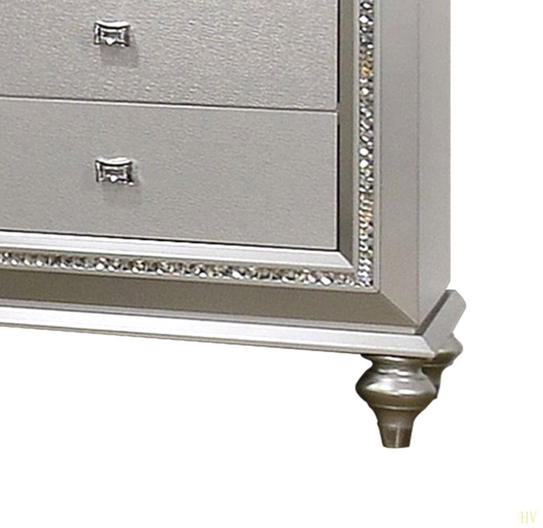 Table de chevet 2 tiroirs, table de chevet moderne Glam, Champagne