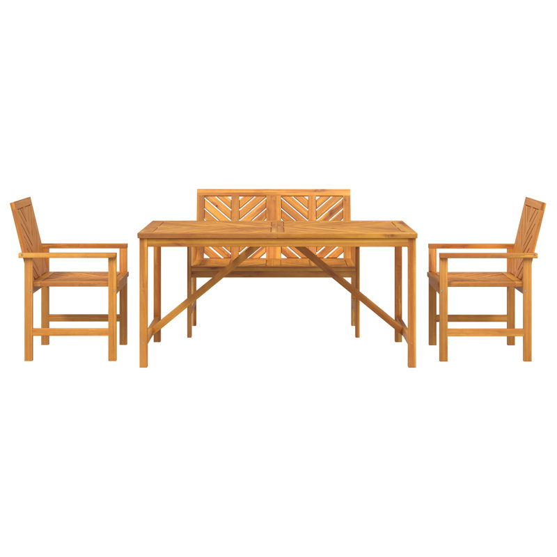  Ensemble de salle à manger de jardin 4 pièces en bois d'acacia massif