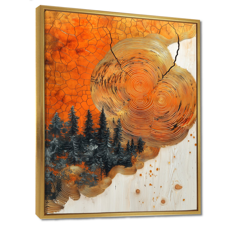 «Kemry Sunrise Tree In African Field Landscape IV», art mural forêt, H 20 po x l 12 po, Doré