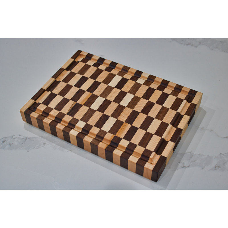 Solid Walnut And Maple Checkerboard Design Cutting Board