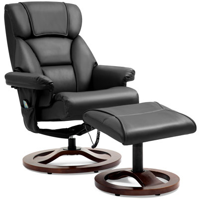 Trule Leather Heated Massage Recliner With Ottoman by Trule
