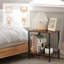 Table de bout industrielle à 2 niveaux, table de bout en bois rustique et en métal avec tablette ouverte, table de chevet moderne pour chambre à coucher, salon