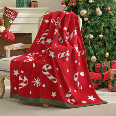 Jeté en chenille Amélie Home, motif de Noël réversible, cadeau de Noël pour lit et canapé
