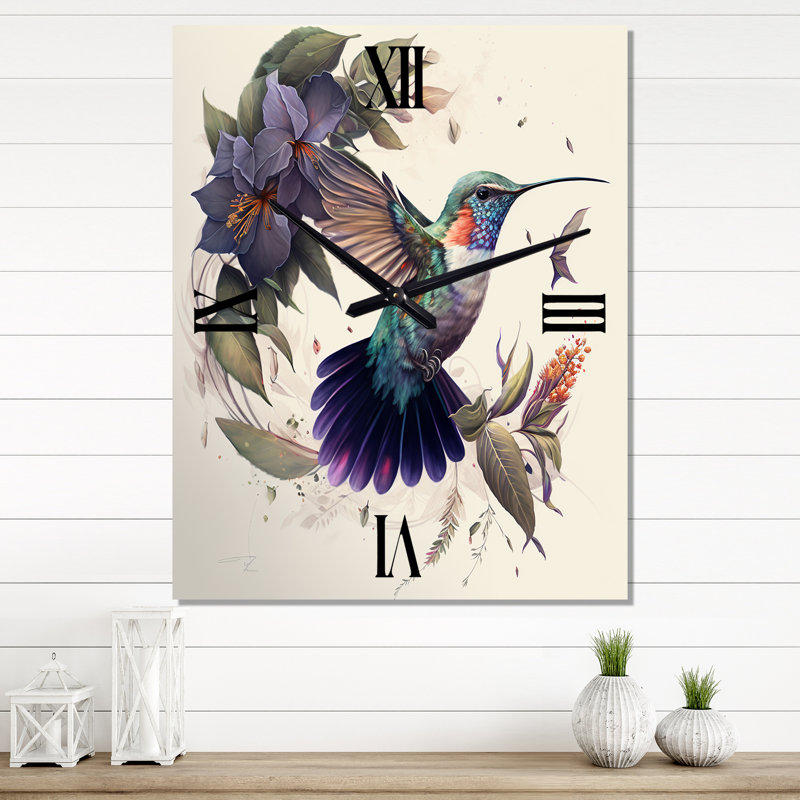 Horloge murale mauve Colibri, Grand