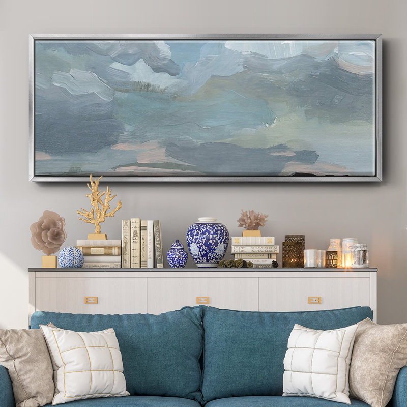Cerulean Clouds II - toile encadrée, H 24 po x l 60 po x P 1,5 po, Argent