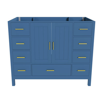 Bathroom Vanity Base Cabinet with 2 Soft-Close Double Doors & 9 Smooth Drawers with Slides