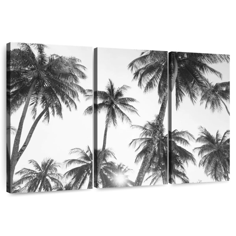 Harnek tropical en noir et blanc, H 24 po x l 38 po
