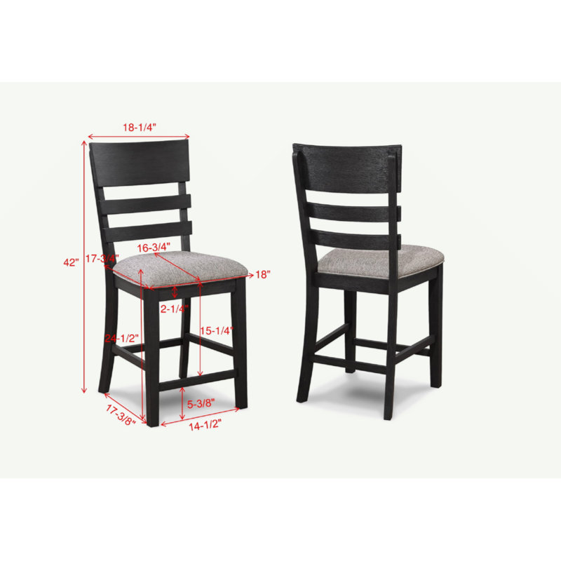 Mobilier de salle à manger en bois à dossier et échelle 2 pièces noir / gris