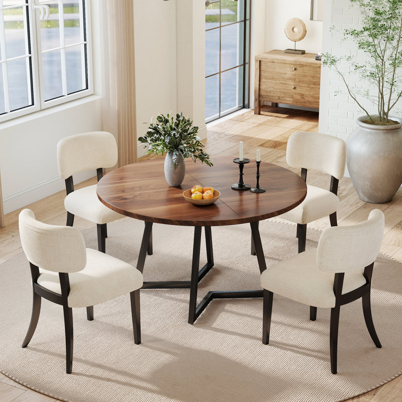 Ensemble de table de salle à manger 47In Mid-Century, Noyer, 5 Pieces: Table, 4 Chairs