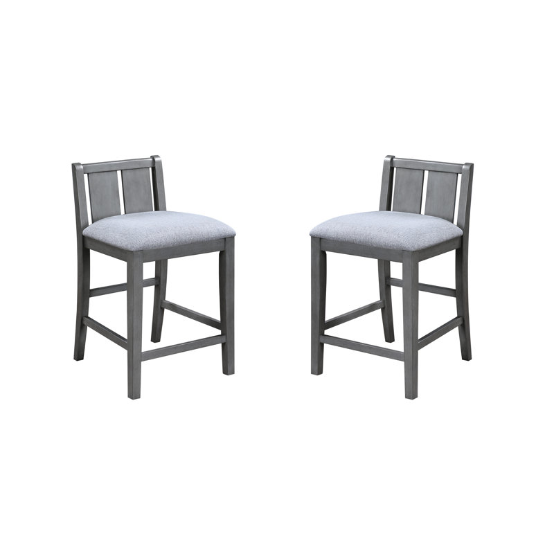 Paire de chaises à hauteur de comptoir de 20 po, siège rembourré en tissu gris, repose-pieds, chaises à largeur de siège et profondeur de produit de 21,03 po, bois