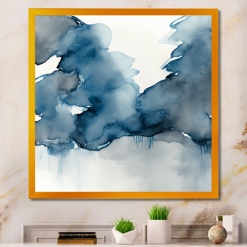 «Through The Sapphire Blue Clouds II», reproduction sur toile, Impression dorée sur toile encadrée, L 36 po x H 36 po