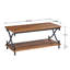 Table basse Kempst avec tablette de rangement, table de cocktail rustique campagnarde brune avec structure en métal, table d'appoint à 2 niveaux en bois et en métal pour le salon, appartement ou petits espaces-1675793078