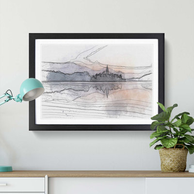 Wintertime at Lake Bled in Slovenia in Abstract - Picture Frame Graphic Art Print