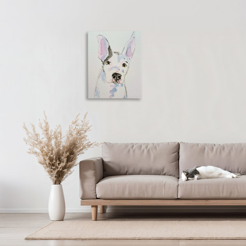 Toile expressive croquis de chien, conception de Tatiana Roberts, H 20 po x l 16 po
