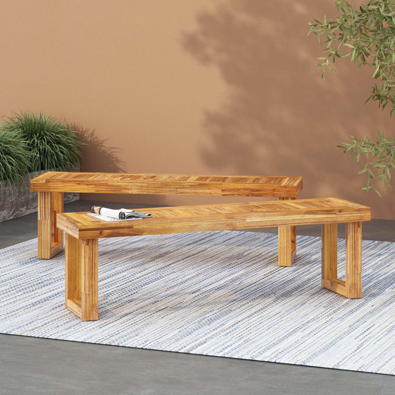 Banc de pique-nique en bois Egor, Brun sable naturel