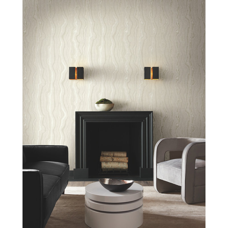Mineral Shimmer Warm Neutral and Pearl Wallpaper, White