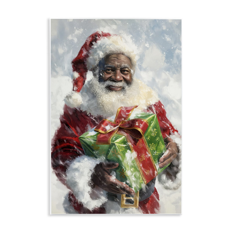 Art mural, Père Noël et cadeau par Imagine It Images, H 15 po x l 10 po
