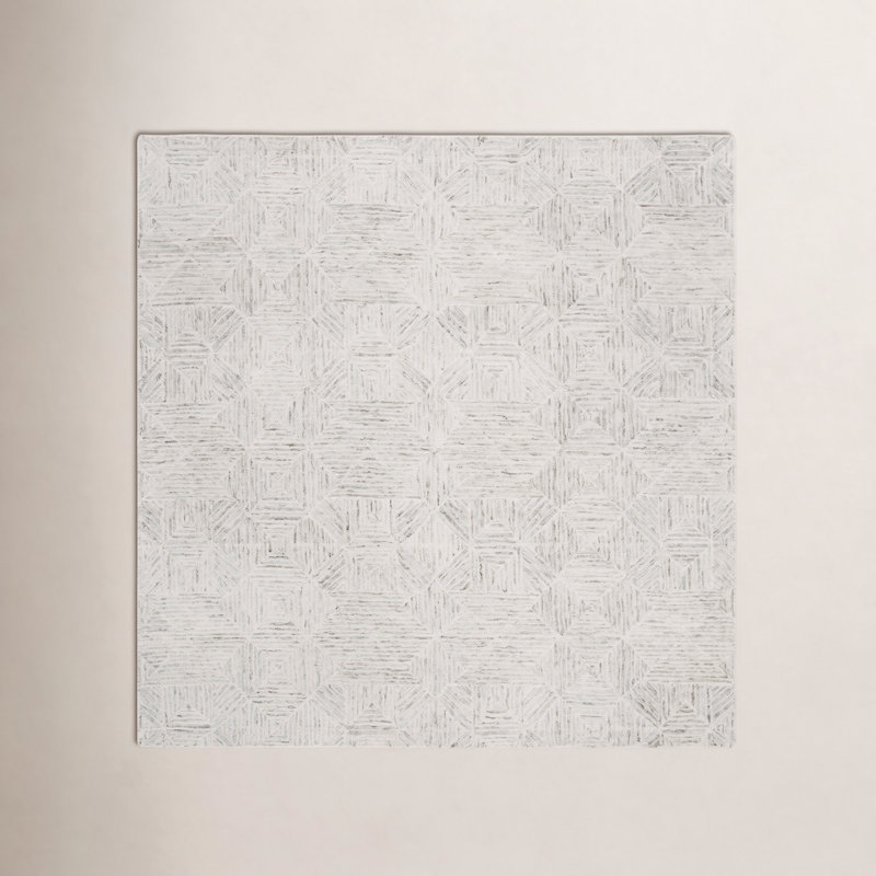 Linsly Hand Tufted Geometric Indoor Rug, Square 10'