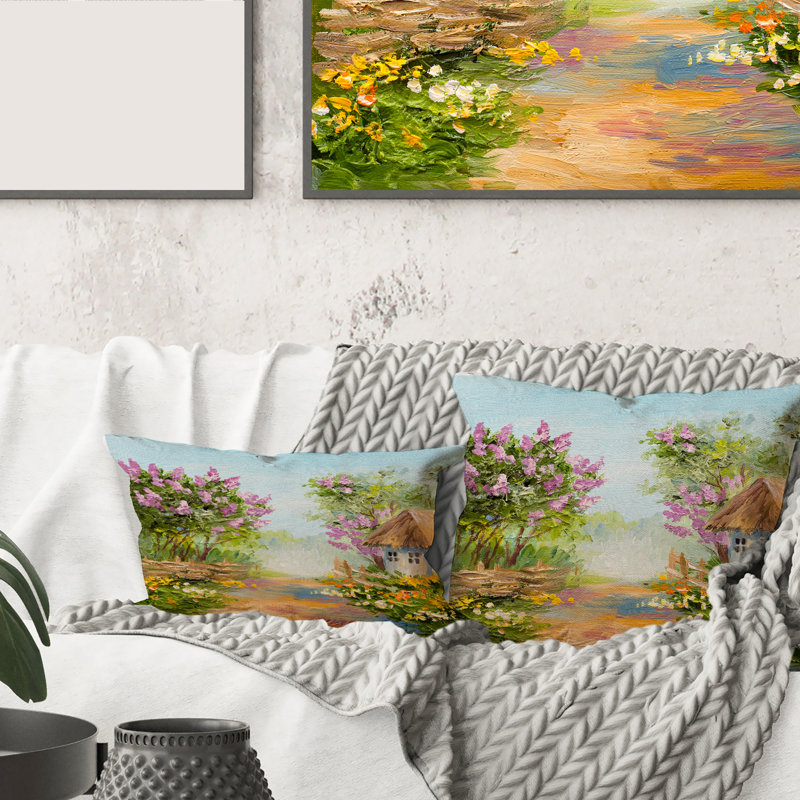 Housse et insert de coussin rectangulaire Little House in the Blossoming Forest