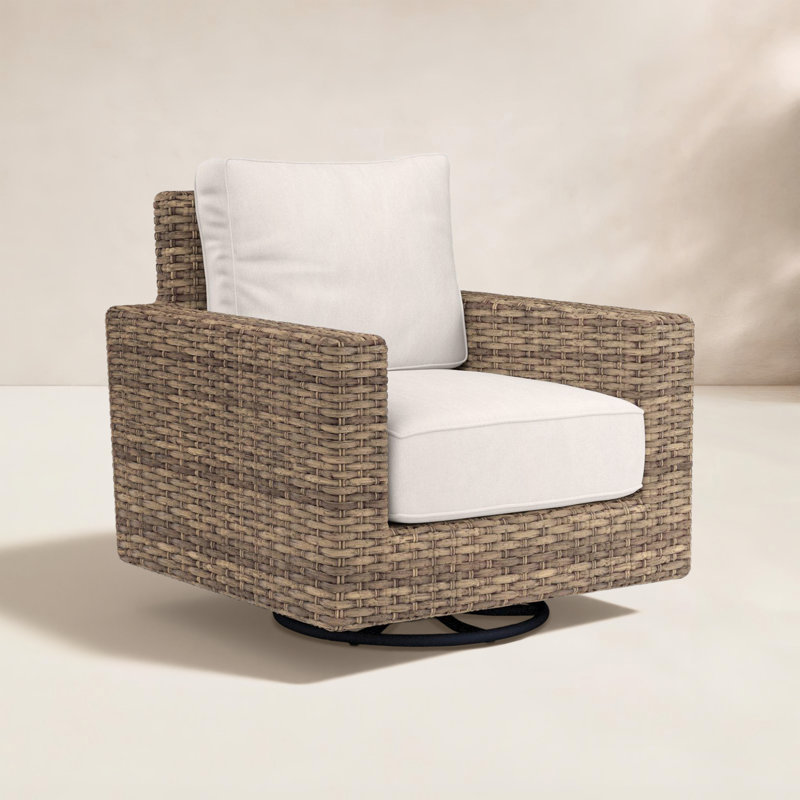 Havana Outdoor Swivel Rocker Lounge Chair with Sunbrella Cushions, Canvas Natural Sunbrella® Canvas