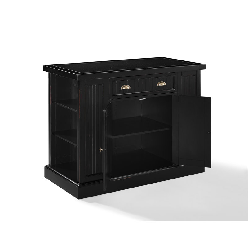 Estrella Granite Top Kitchen Island, Black