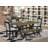 6 Piece Dining Set Contains a Rectangle Dining Room Table with X-Legs and 4 Shitake Linen Fabric Parson Chairs with a Bench, Wire Brushed Black Finish-85821364-85821369-126725363
