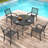 5-Piece Outdoor Patio Dining Set, 41" Round Wood-Grain Slat Table with Umbrella Hole & 4 Folding Metal Chairs (350 Lbs Capacity), Rustproof Breathable Seating, 30-Min Quick Assembly for Patio, Garden & Balcony