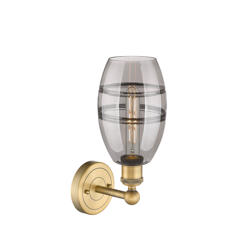 Bettylou Steel Armed Sconce, Light Smoke, 10.38" H x 5.88" W x 7.44" D, Brushed Brass