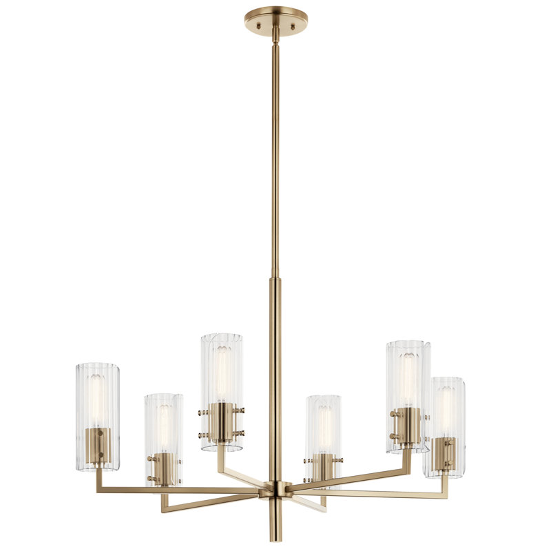 Lustre 6 lumières 30,25 po, Laiton