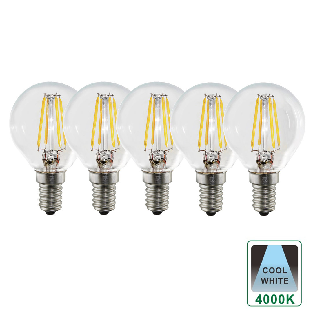 4.5W E14 Dimmable LED 4000K Golf Light Bulb Clear (Set Of 5)