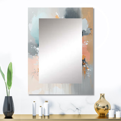 «White Brushstroke», peinture abstraite florale II - miroir mural blanc
