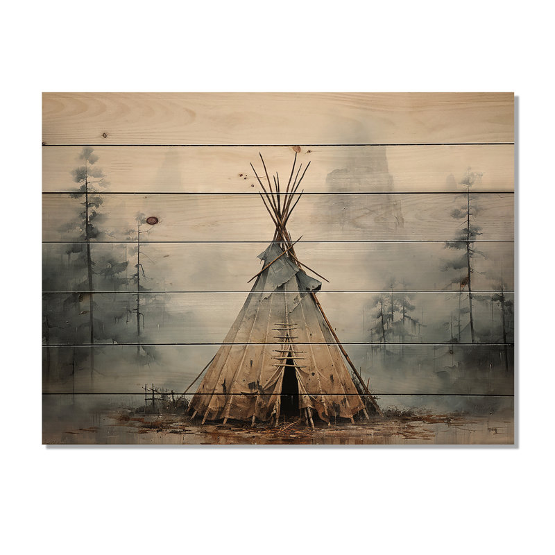 Impression sur bois gris «Native Whispers Of Spirit», H 10 po x l 20 po x P 0,78 po