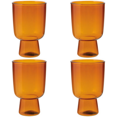 Set of 4 Tumbler 11oz Pedestal Amber