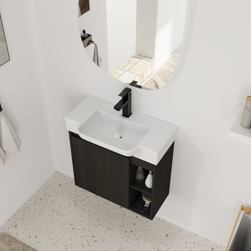 Ensemble de meuble-lavabo simple 24 po avec plateau en céramique Wystan, Noir, 24''
