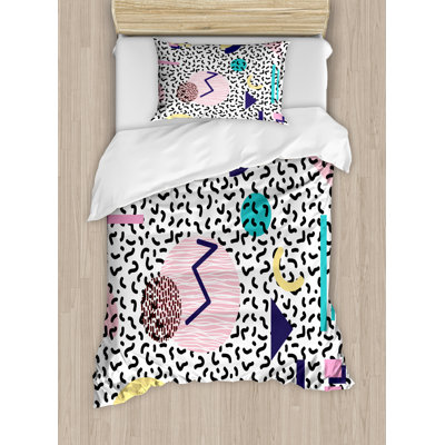 Joleen Navy/Yellow/Pink Microfibre 350 TC Duvet Cover Set