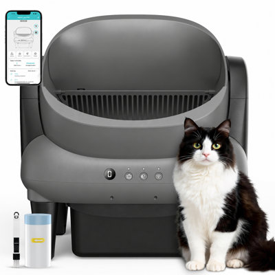 Bac à litière autonettoyant automatique pour chat avec contrôle par application, ouverture sur le dessus, capteurs anti-pincement