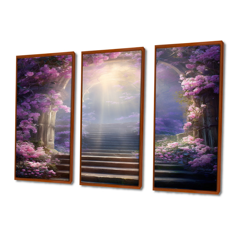 Erlandson - Flowers Wall Art Print Set, Brown Floater Framed, 32" H x 48" W x 1" D