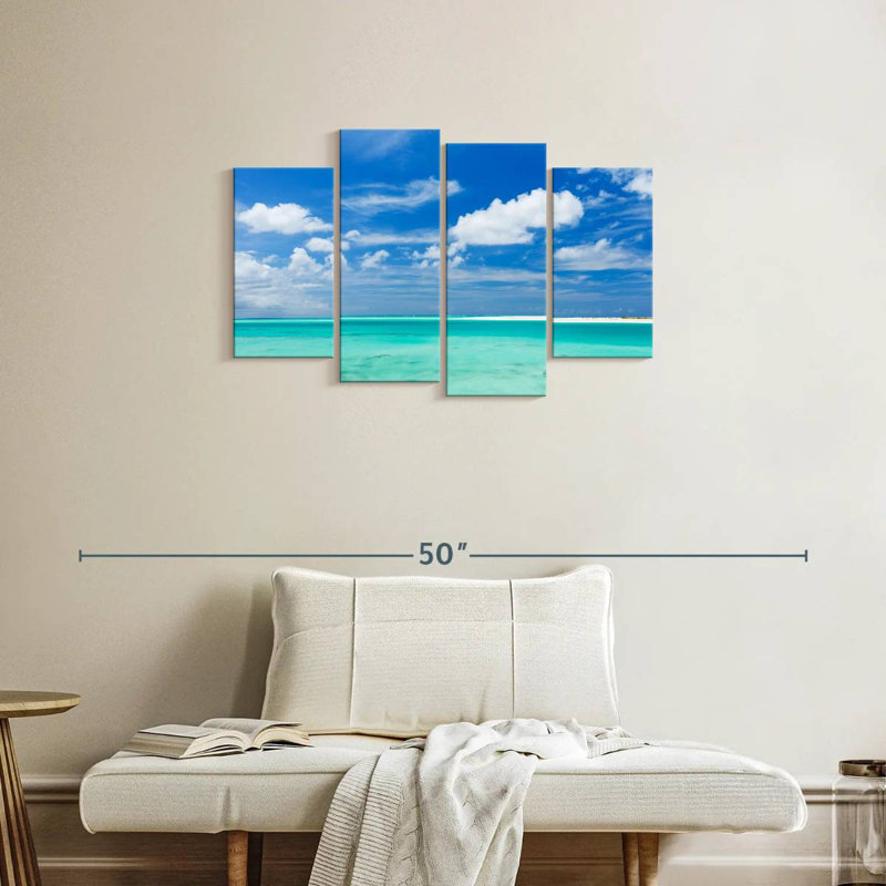 Paysage marin bleu, H 22 po x l 36 po