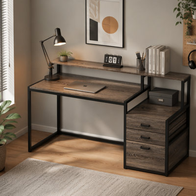 63" Computer Desk with Monitor Stand